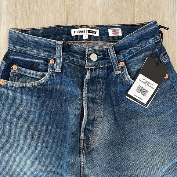 $675 NWT RE/DONE x LEVI'S INDIGO ENGINEERED TAPER JEANS SZ 24 - Picture 5 of 7